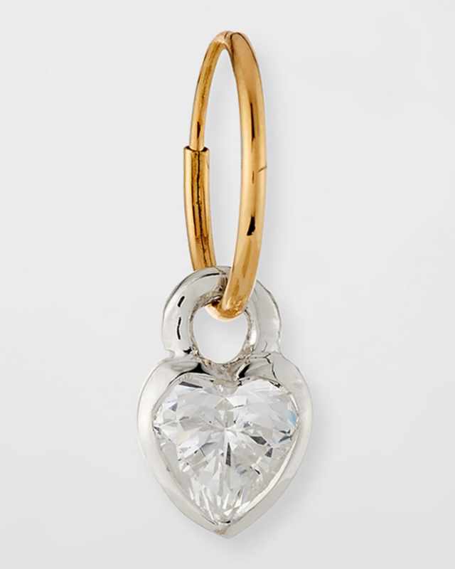 Bezel Heart Single Earring with Cubic Zirconia